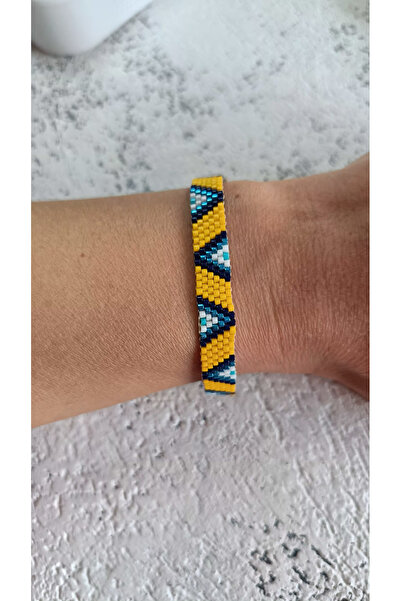 LİNWAY Peyote Model Nazarlik Bracelet Yellow/Blue