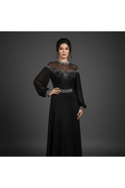 alqarat "Evening Star" Embellished Chiffon Gown