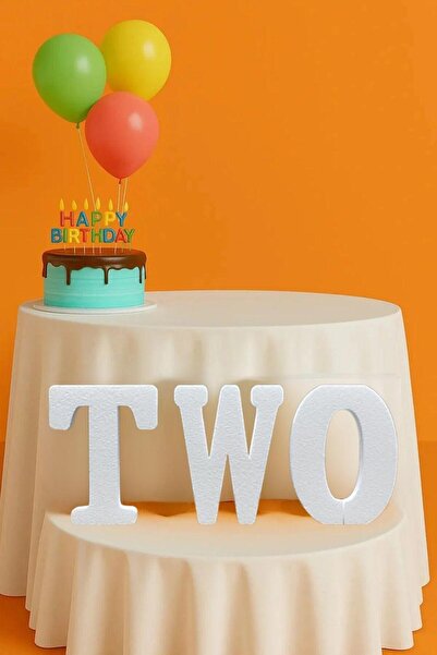 Delta Eps 2 Yaş Doğum Günü TWO Yazısı Strafor köpük harf 30cm kalınlık 7cm