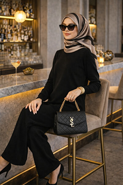 sifu tekstil KADIN BEJ TAM BALIKÇI YAKA RAHAT KALIP İKİLİ TAKIM TRİKO- GÜNLÜK...