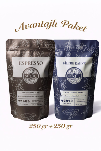 Süzül Kahve ve Baharat Çekirdek Espresso + Öğütülmüş Filtre Kahve Seti 450 g ...