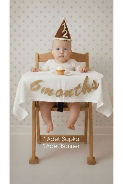 ÇAVUŞ E-TİCARET Yarım Yaş Kaligrafi Banner 6 Months Parti Süsü-Yarım Yaş 1/2 ...