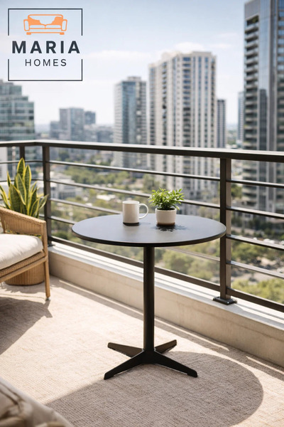 MARIA HOMES Black Round Table 80×73 cm – Modern Café & Dining Table