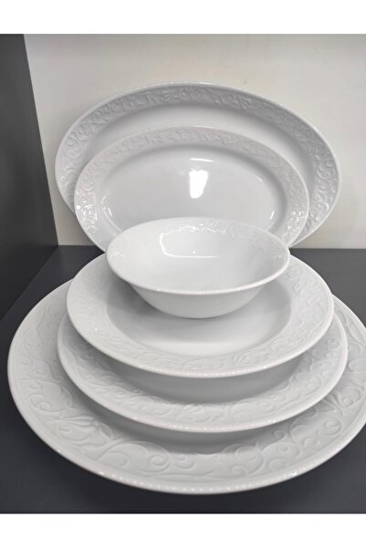 Güral PORSELEN BAHARDALI 26 PARÇA 6 KİŞİLİK YEMEK TAKIMI (2 ADT KAYIK TABAK)