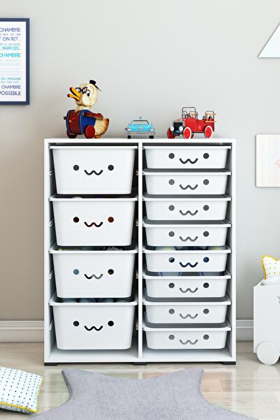 DEKOZUM KİDS 12 Sepetli Oyuncak Dolabı Oyuncak Kutusu Oyuncak Organizeri Box