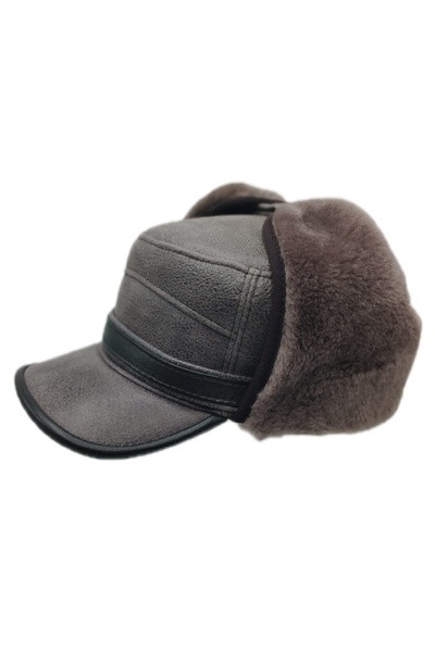 EratLeather Genuine Leather American Pilot Ushanka Hat |   Unisex, with Ear C...