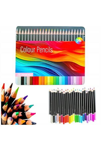 NO BREND Set of 24 colored pencils – intense colors, for drawing and school