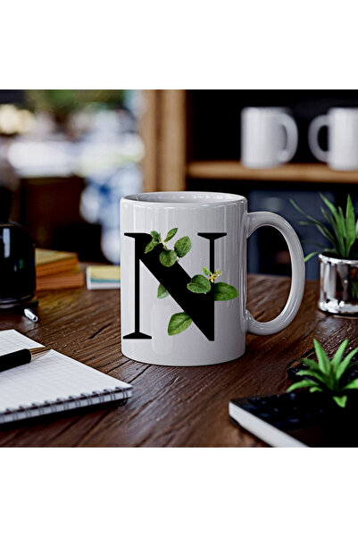 rengine Botanik Letter N Printed Mug