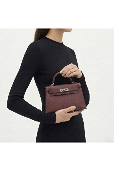 GENERIC4 Women's handbag and shoulder bag in burgundy with a leather strap