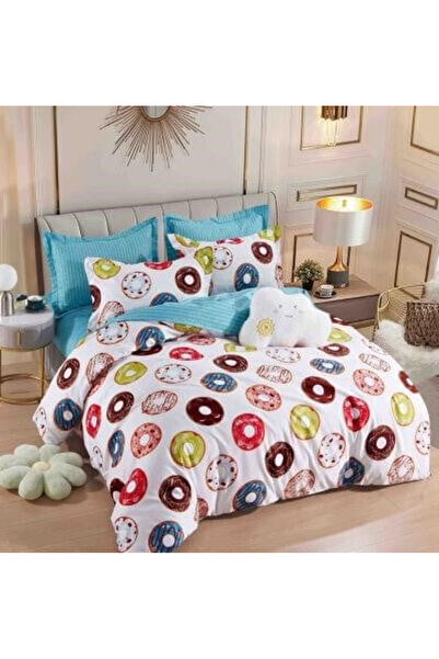 JOJO Set de lenjerie de pat dublu din bumbac fin, 6 piese - Gogoși