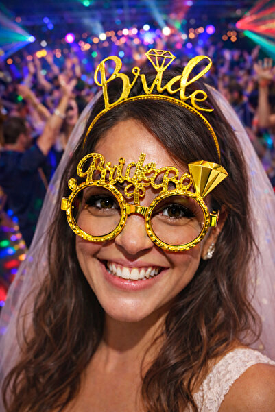 Emsay Store مجموعة العروس - تاج ذهبي ونظارات حفلات العروس - نظارات العروس الم...