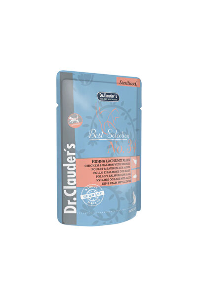 Dr. Clauder'S بيست سيلكشن رقم 34، أكياس دجاج وسمك سلمون مع أعشاب بحرية للقطط ...