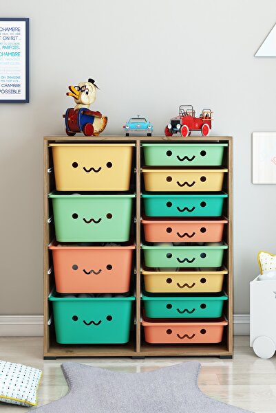 DEKOZUM KİDS 12 Sepetli Oyuncak Dolabı Oyuncak Kutusu Oyuncak Organizeri Box