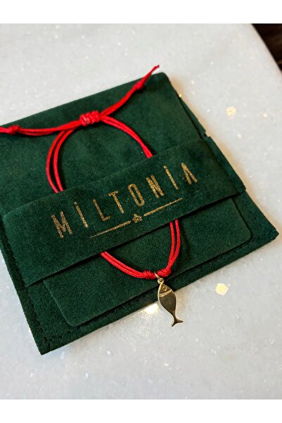 Miltonia 925s Balık Gümüş Kırmızı İp Bileklik
