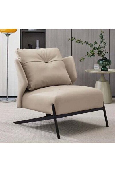 Generic Single leather chair with black iron base