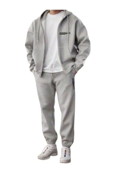 Elvino Why Not Printed Oversized Women'S/Men's Unisex Winter 3 Thread Grey/Bl...