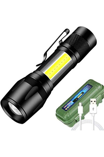 oemco Lanternă reîncărcabilă 2 în 1, neagră, 3 moduri de iluminare