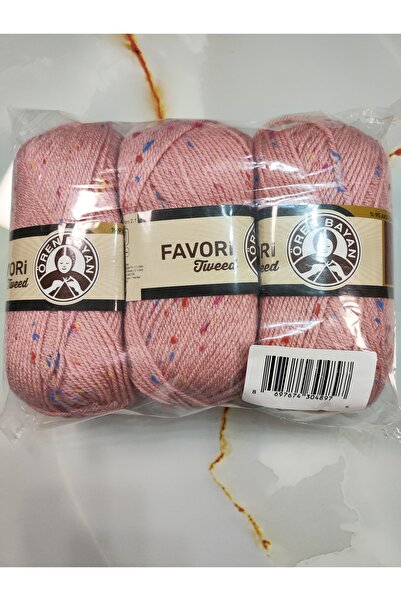Ören Bayan FAVORİ TWEED Gül Kurusu El Örgü İpi (3 Adet) - Renk: 001A
