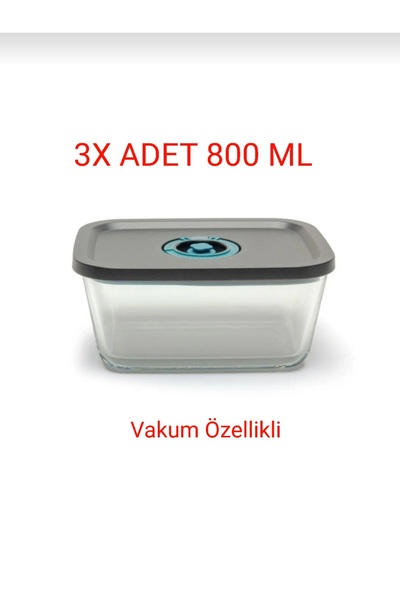 Bigatti Norris 3 (Three) Pieces 800 ml Glass Storage Container with Vacuum Fe...