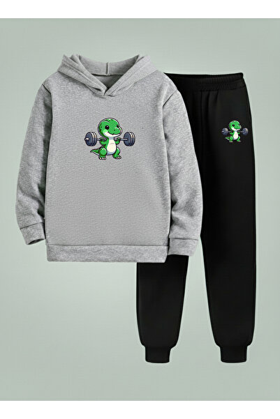 LORVEX Children's Sweatshirt - Unisex Tracksuit Set (Hooded) Muscular Dinosau...
