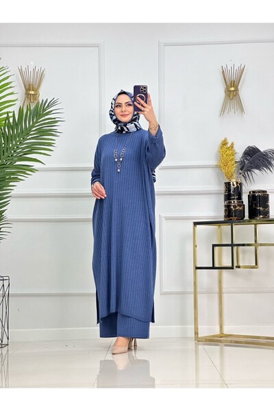 Summer Store Çağla Long Tunic and Trousers Two-Piece Hijab Set