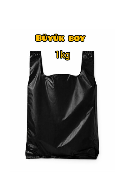 irtihal Büyük boy atlet poşet kalın market alışveriş poşeti çöp poşeti siyah 1kg