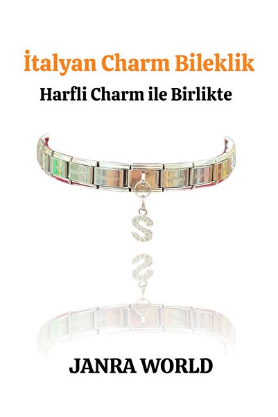 JANRA WORLD İtalyan Charm Bileklik – Paslanmaz Çelik, Her Bileğe Uygun - Harf...