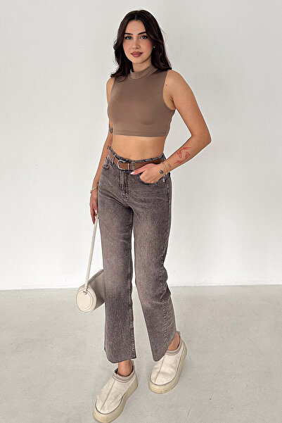 Noa&Noa Дамски дънки с висока талия и прави крачоли – Ash Fade