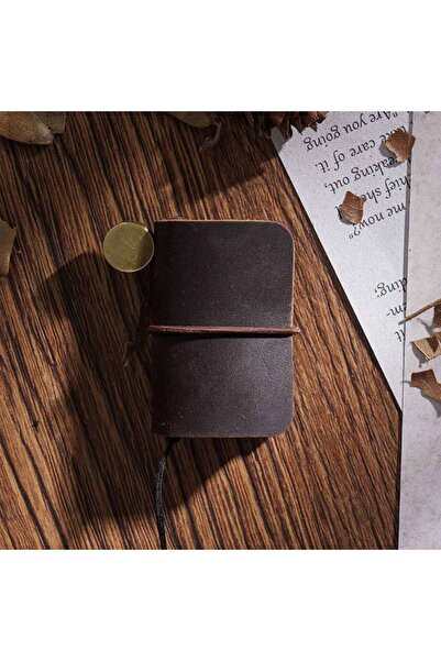 Onwize Kahverengi Mini Vintage Scrapbook Journal Deri Kapaklı El Yapımı Defte...