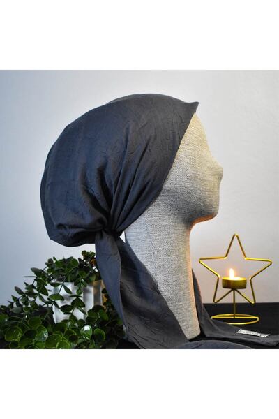 Anatolye Antrasit Gri Bambu Eşarp Bone - Kaymaz Terletmez (Kaymayan)