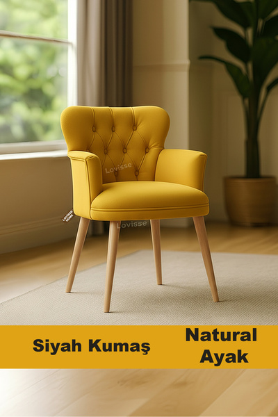 LOVİSSE HOME Sarı - Natural Diva Berjer Tekli Koltuk Ev, Ofis– Bekleme koltuğ...