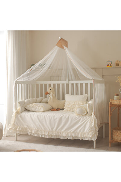 JOYFUL KIDS Luna Cream Crib Set - 8 Piece Baby Sleeping Set with Knitted Edge...