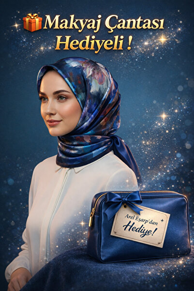 Picasso İpek Görünümlü Lacivert Kristal Eşarp – Twill Şık Tasarım 90x90