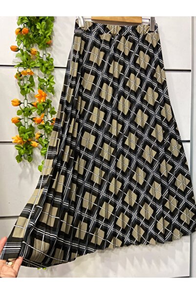 edu collection Fustă plisată din crep în carouri, cu căptușeală