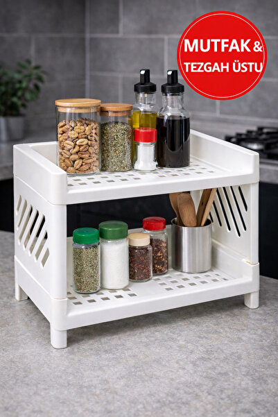 Open Home Concept 2 Katlı Çok Amaçlı Düzenleyici Raf | Banyo Mutfak Dolap İçi...