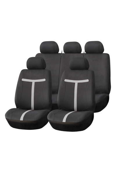 SGTT Complete set of universal car seat covers, 9 pieces, headrests included,...
