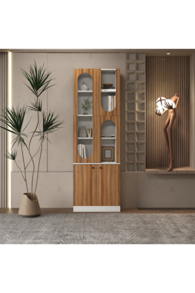 klubeconcept ARC Duo Beyaz Kemerli Kitaplık 70x30x210 cm