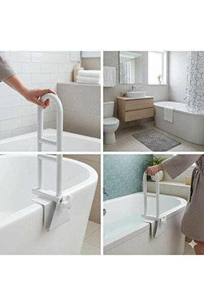 OEM Bathtub Safety Handle, Adjustable, Painted Steel, White