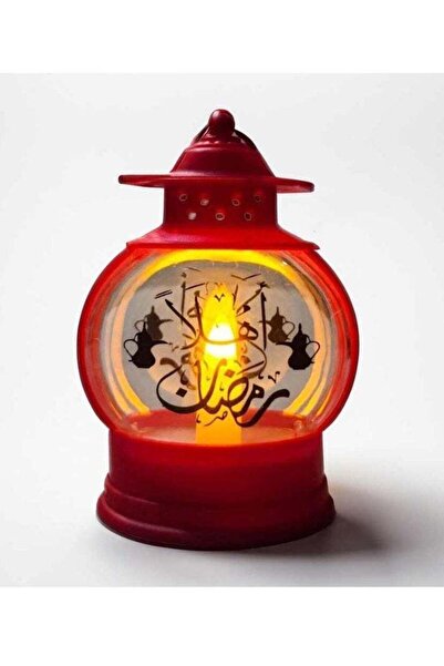 AZOZ MERCHLY فانوس رمضان، يعمل بالبطارية، مقاس 10×15 سم، أحمر