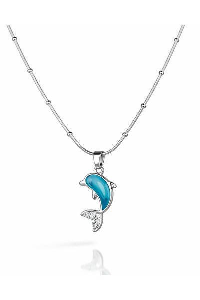 Portakal Esintisi Delfi Dorika Chain Dolphin Steel Necklace