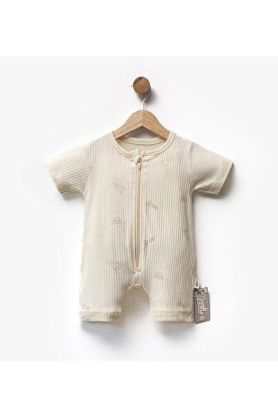 Flexibaby Pamuklu Önden Fermuarlı Kısa Kollu Tulum