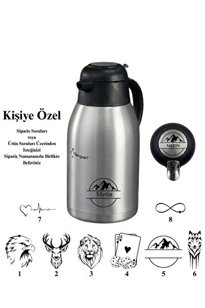 Penguen Kişiye Özel 2 Litre Çift Kat Çelik Çay Termosu Sızdırmaz Kapak Özelli...