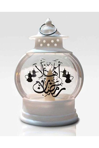 AZOZ MERCHLY فانوس رمضان، يعمل بالبطارية، مقاس 10×15 سم، أبيض