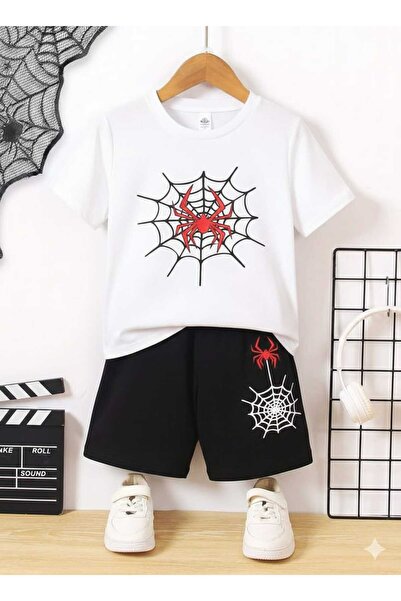 Nice Clothes Children's Tracksuit Set Hooded Unisex Spider Web Print