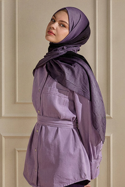 SilkTouch Lila Degrade Desen Kraş Şal