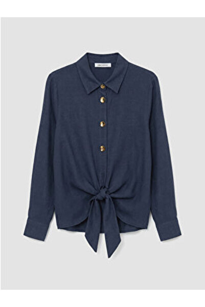 LC Waikiki M1 Sezon Blue Front Tie-Detail Women's Shirt