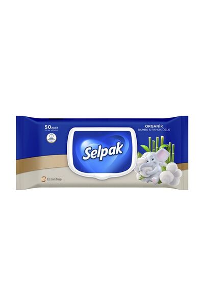 Selpak Wet Wipes Organic 50 Pack with Bamboo & Cotton Extract