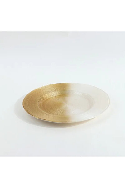 Generic Luxury Glass Serving Platter - Gold and White - 10.5"