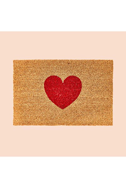 ASPARTAM Home Koko Heart Patterned Door Mat - Beige / Red - 40X60 cm