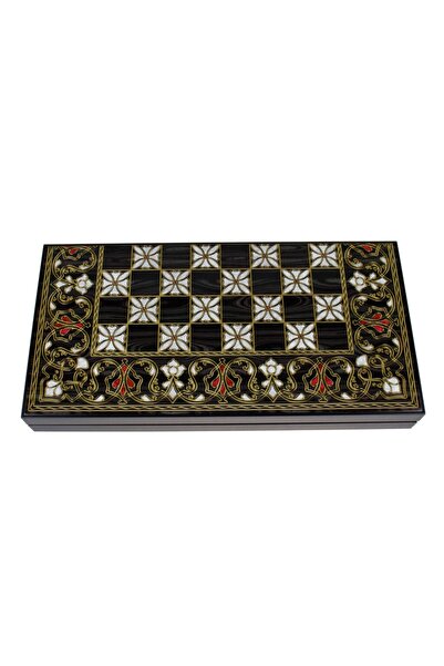 Poro Online Lacquered Wooden Backgammon Game 50x50 cm, antep